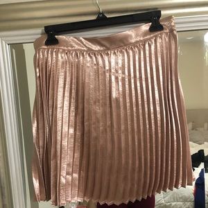 Lulus pink satin pleated skirt